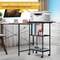 Black Modern 3-Tier Rolling Printer Stand with Wheels & Storage - Adjustable Feet, Large Desktop for Printers, Scanners, Office Supplies (23.6"W/60cm x 15.7"D/40cm x 31.5"H/80cm)